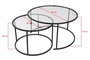 Hanah Home Juego de 2 Mesas de Café de Vidrio Templado Negro Transparentes 80x60 cm